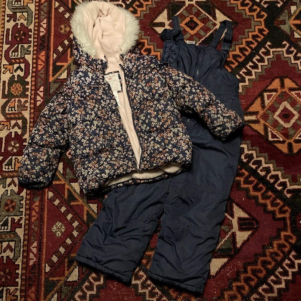 6/6X Floral Winter Puffer and Snow Pants Set